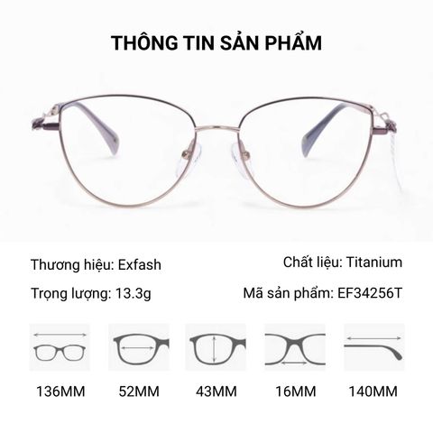  Exfash EF34256T Cat Eye Gọng Kính Titanium - Chính Hãng 101 