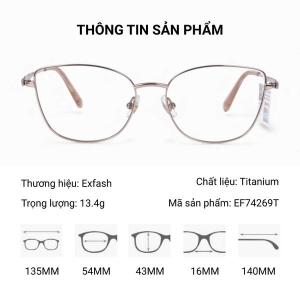 Gọng Kính Mắt Mèo Titanium Nhật Exfash EF74269T – Tem Chính hãng 101