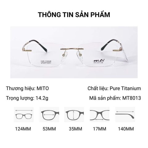  Mito MT8013 Pure Titanium Kính Không Gọng – Tem Chính Hãng 101 