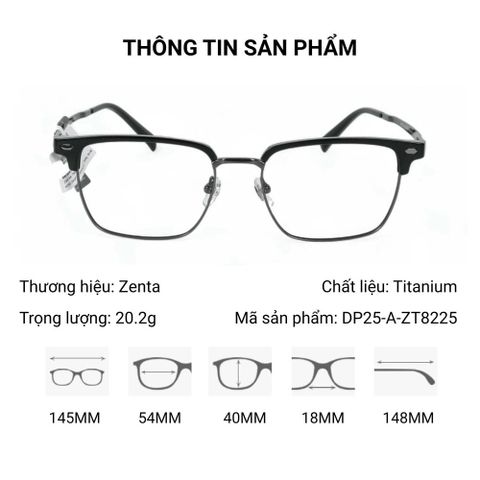  Gọng Kính Nửa Khung Titanium Zenta DP25-A-ZT8225 – Tem Chính Hãng 101 