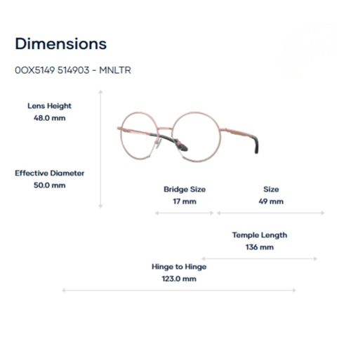  Oakley Mnltr 0OX5149 Gọng Kính Tròn Nửa Khung – Tem Chính Hãng Luxottica 