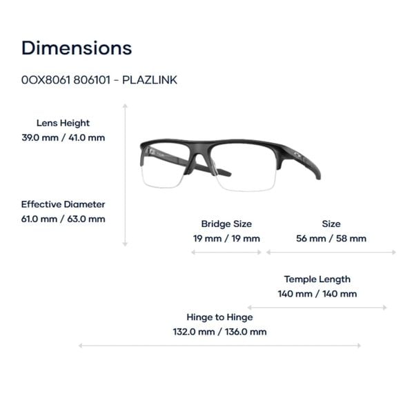 Gọng Kính  Chữ Nhật Nửa Khung Oakley Plazlink 0OX8061 - Chính Hãng 