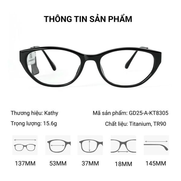 Kathy GD25-A-KT8305 Gọng Kính Mắt Mèo – Chính Hãng
