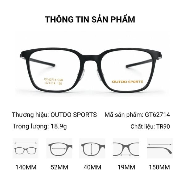 Gọng Kính Thể Thao OUTDO GT62714 - Tem Chính Hãng 101