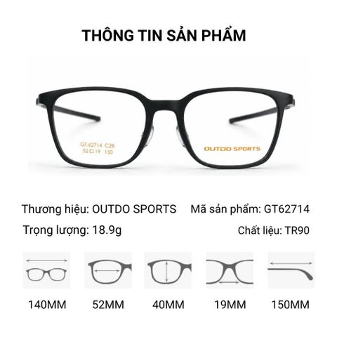  Gọng Kính Thể Thao OUTDO GT62714 - Tem Chính Hãng 101 