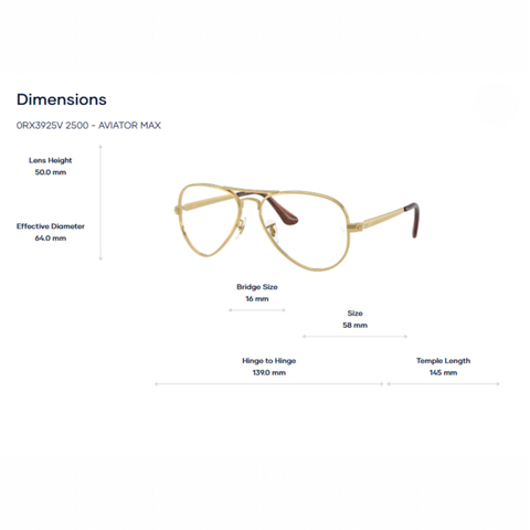  Ray-Ban 0RX3925V Gọng Kính Aviator Max - Tem Chính Hãng Luxottica 