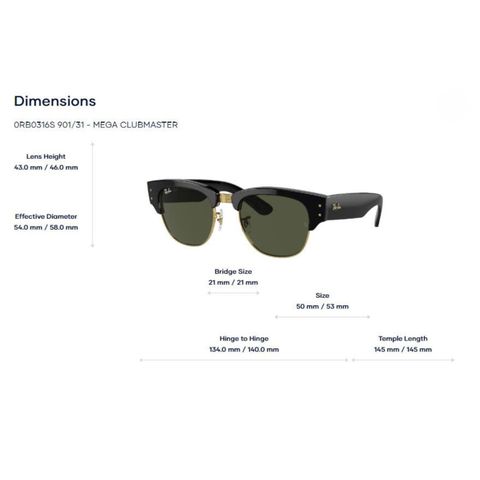  Kính Mát RayBan 0RB0316S Mega clubmaster - Tem Chính Hãng Luxottica 