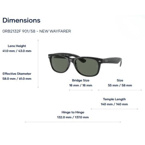  RayBan New wayfarer 0RB2132F Kính Mát – Tem Chính Hãng Luxottica 