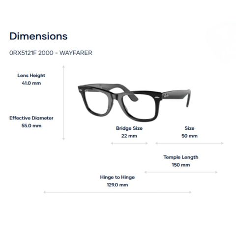  Gọng Kính Rayban Wayfarer 0RX5121F - Tem Chính Hãng 