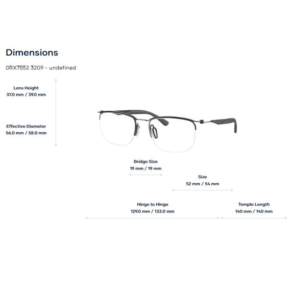 Gọng Kính Rayban 0RX7552 - Tem Chính Hãng Luxottica