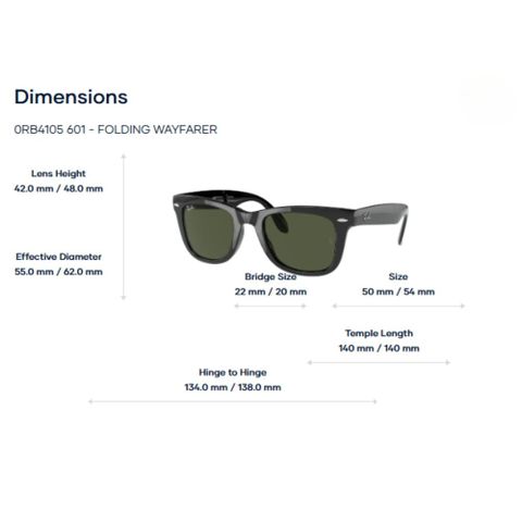  RayBan Folding Wayfarer 0RB4105 Kính Mát Gấp Gọn – Tem Chính Hãng Luxottica 