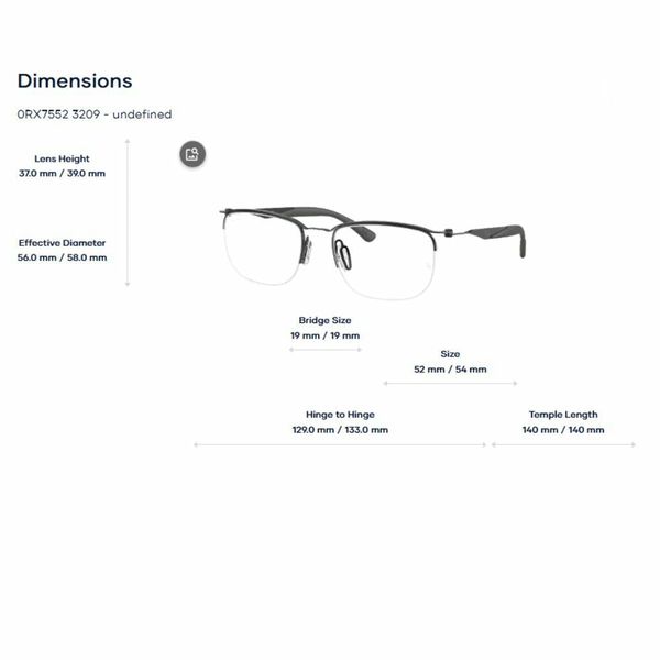 Rayban RB7552 Optics Ctx Collection Gọng Kính Nửa Khung – Tem Chính Hãng Luxottica