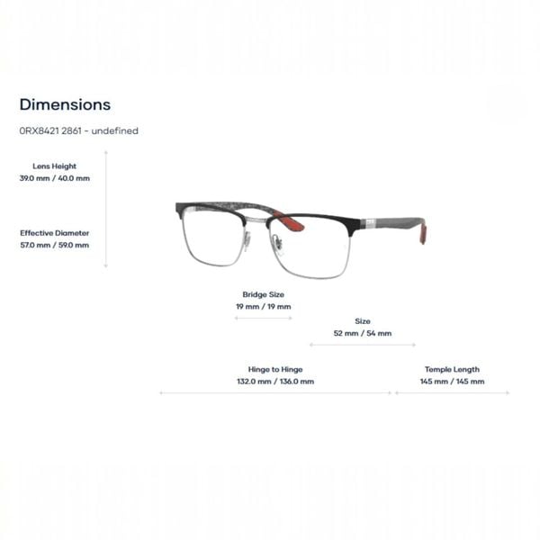 RayBan 0RX8421 Optics Gọng Kính Nửa Khung – Tem Chính Hãng Luxottica