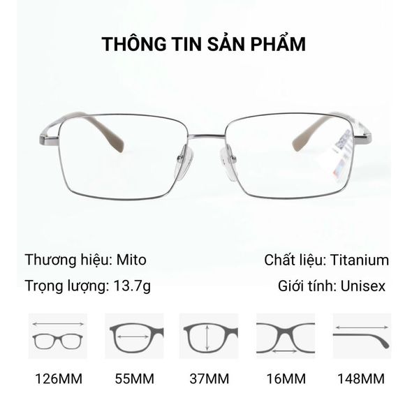  Gọng Kính Chữ Nhật Mito MT8041 - Tem Chính Hãng 101 