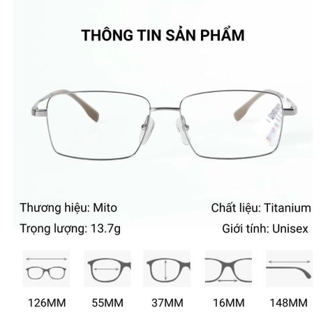  Gọng Kính Chữ Nhật Mito MT8041 - Tem Chính Hãng 101 