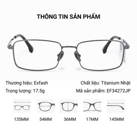  Exfash EF34272JP Gọng Kính Chữ Nhật Titan – Tem Chính Hãng 101 