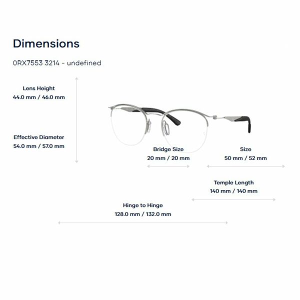  Rayban RB7553 Optics Ctx Collection Gọng Kính Nửa Khung – Tem Chính Hãng Luxottica 