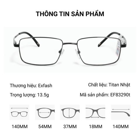  Gọng Kính Titanium Chữ Nhật Exfash EF83290T – Tem Chính Hãng 101 