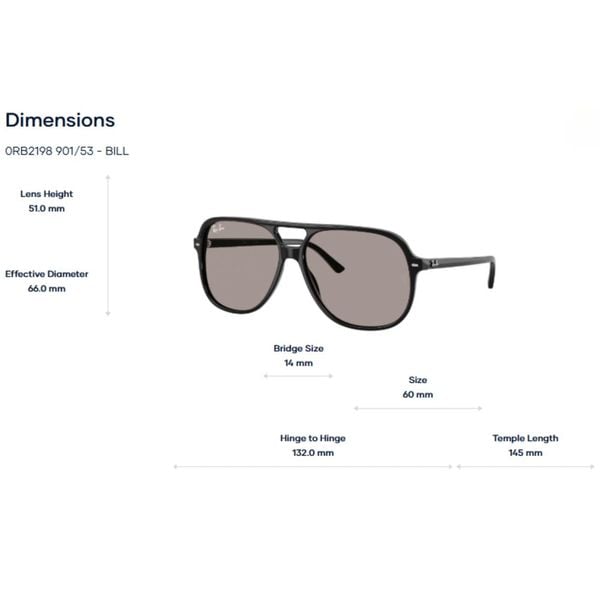 Kính mát RayBan 0RB2198 - Bill - Tem Chính Hãng Luxottica