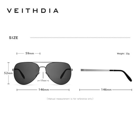  Veithdia 8211 Kính Mát Aviator Phân Cực Polarized 
