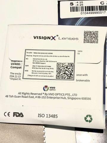  Tròng Kính Siêu Mỏng Vision X Singapore Mỏng Nhẹ Vượt Trội 1.71 AS SUPER HYDROPHOBIC NANO COATING Cao Cấp Chính Hãng 