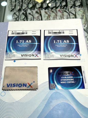  Tròng Kính Siêu Mỏng Vision X Singapore Mỏng Nhẹ Vượt Trội 1.71 AS SUPER HYDROPHOBIC NANO COATING Cao Cấp Chính Hãng 