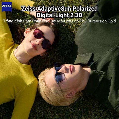  Zeiss AdaptiveSun Polarized Digital Light 2 3D Tròng Kính Râm Phân Cực Đổi Màu với Lớp Phủ DuraVision Gold 