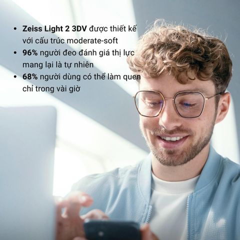  Zeiss Progressive Light 2 3DV Tròng Kính Đa Tròng UVProtect/BlueGuard với Lớp Phủ DuraVision Gold 