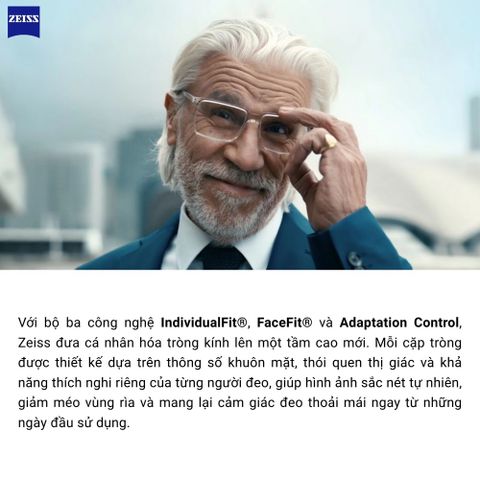  Zeiss SmartLife Individual Tròng Kính Đơn Tròng Cá Nhân Tích Hợp Công Nghệ UVProtect/BlueGuard 