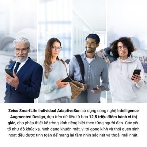  Zeiss SmartLife Individual AdaptiveSun – Tròng Kính Râm Cá Nhân Đơn Sắc và Chuyển Màu Thông Minh 