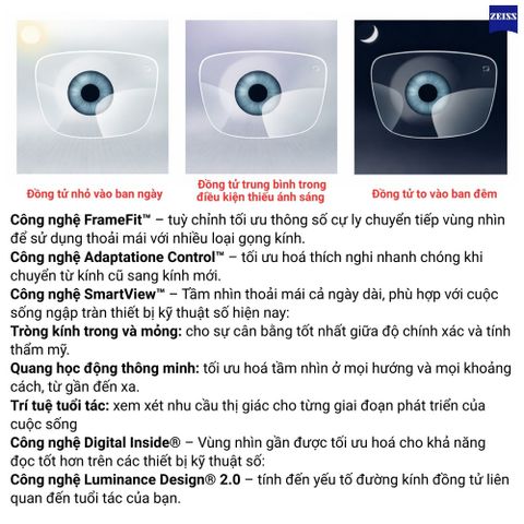  Zeiss Smartlife Plus Tròng Kính Đa Tròng với Lớp Phủ Cao Cấp DuraVision Gold 