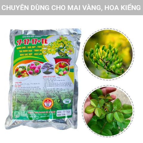 Phân NPK 17-17-17 chuyên dùng hoa mai, hoa kiểng - Gói 200 gram