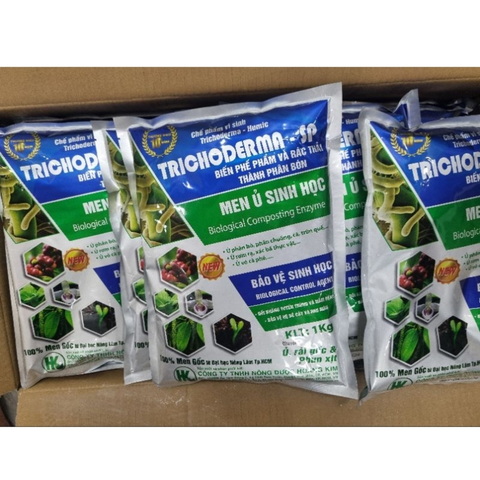 Men ủ sinh học TRICHODERMA - HUMIC HOÀNG KIM săn tuyến trùng - Gói 1kg