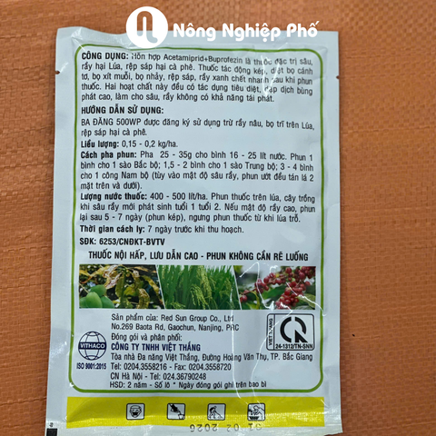 Thuốc trừ sâu BA ĐĂNG 500WP đặc trị bọ trĩ, rệp sáp - Gói 100 gram