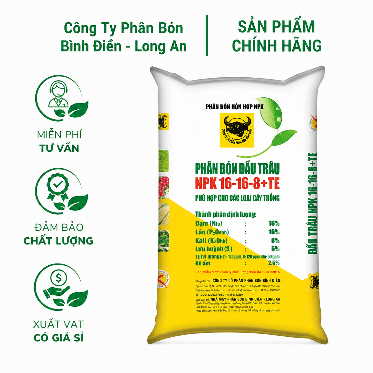 Phân bón BĐ-LA NPK 16-16-8+TE Cung cấp dinh dưỡng, thúc đẩy tăng trưởng cây trồng - Bao 50kg