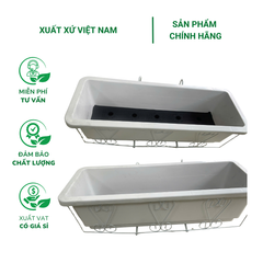 Combo Chậu trồng rau, hoa lan can màu trắng + Giá đỡ màu trắng - Tại CH Hà Nội