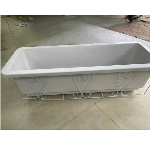 Combo Chậu trồng rau, hoa lan can màu trắng + Giá đỡ màu trắng - Tại CH Hà Nội