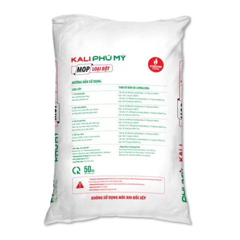 Phân bón Kali bột MOP Phú Mỹ (Bao 50kg) - Giúp cây cứng, chịu rét, giảm lốp đổ, sâu bệnh, năng suất cao