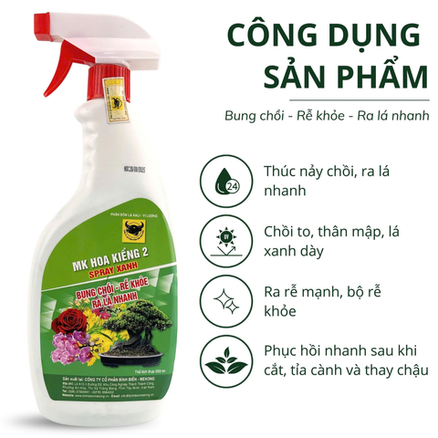 Phân MK Hoa Kiểng 2 SPRAY XANH - Chai 650ml