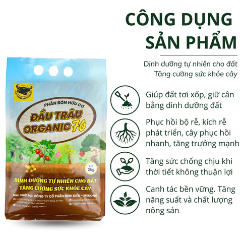Phân hữu cơ Đầu Trâu ORGANIC 70  - Túi 2kg
