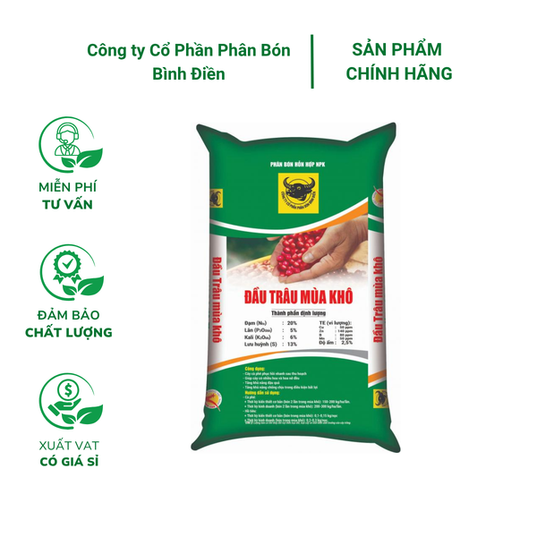 Phân bón hỗn hợp NPK Đầu Trâu Mùa Khô - Bao 50kg