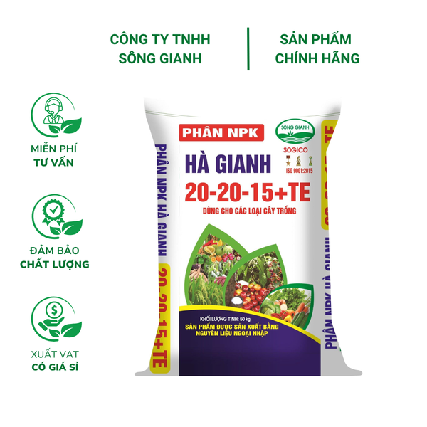Phân NPK Hà Gianh 20-20-15+TE - Bao 25kg