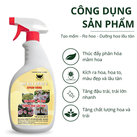 Phân MK Hoa Kiểng 3 SPRAY VÀNG - Chai 650ml
