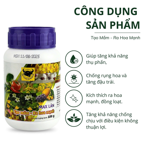 Phân Đầu Trâu MAX LÂN 58 siêu kích tạo mầm hoa - Chai 100 gram