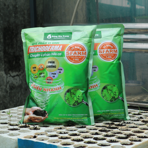 Chế phẩm vi sinh Trichoderma SFARM (1kg) – Chuyên ủ phân hữu cơ, giảm mùi, nhanh hoai mục