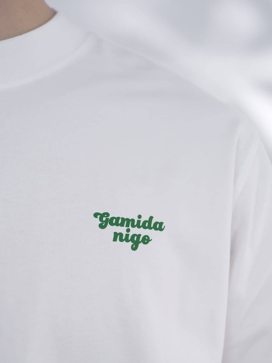  Áo tay lỡ gamida nigo trắng 