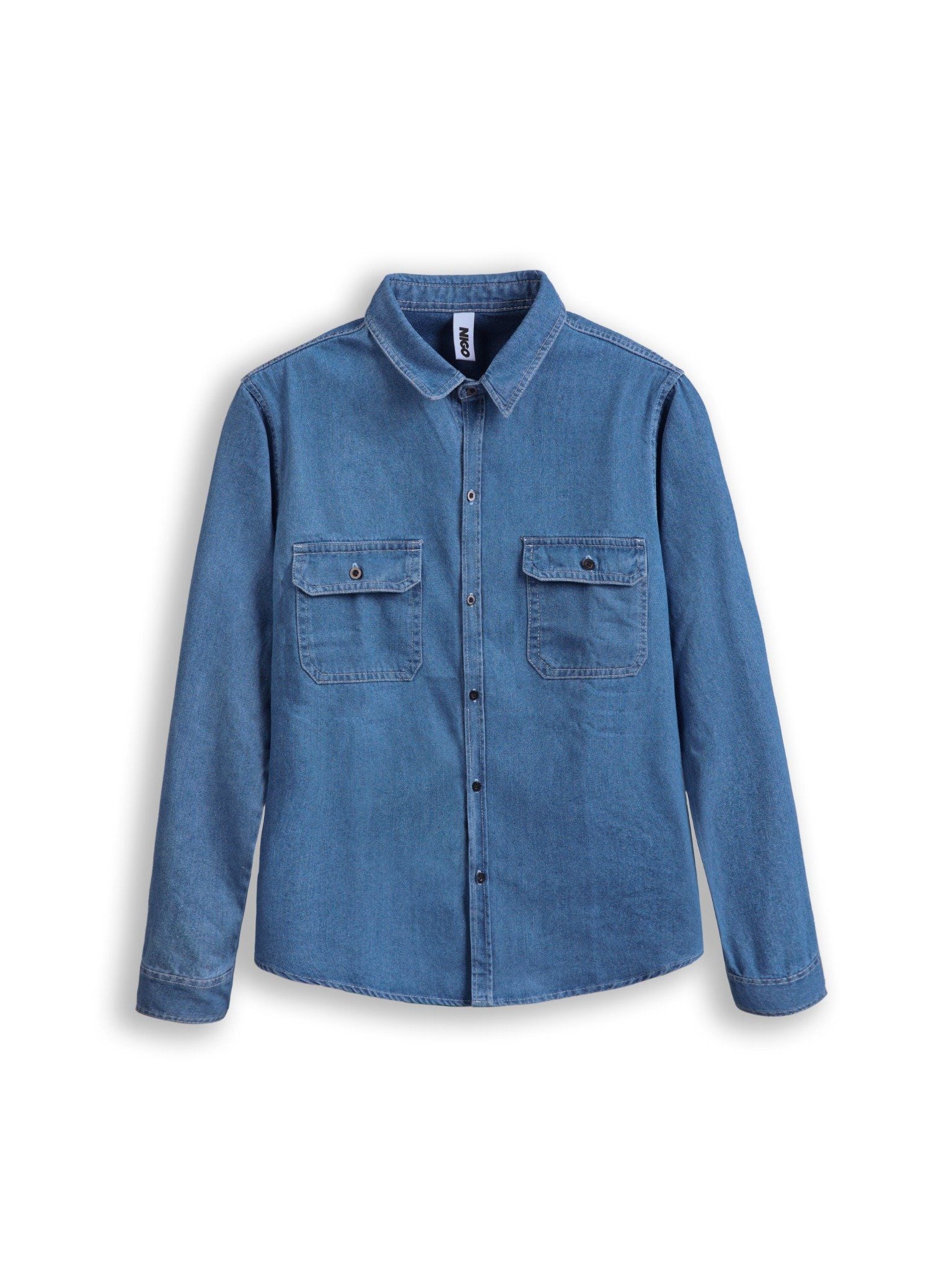  Sơ mi denim 2pocket midblue 