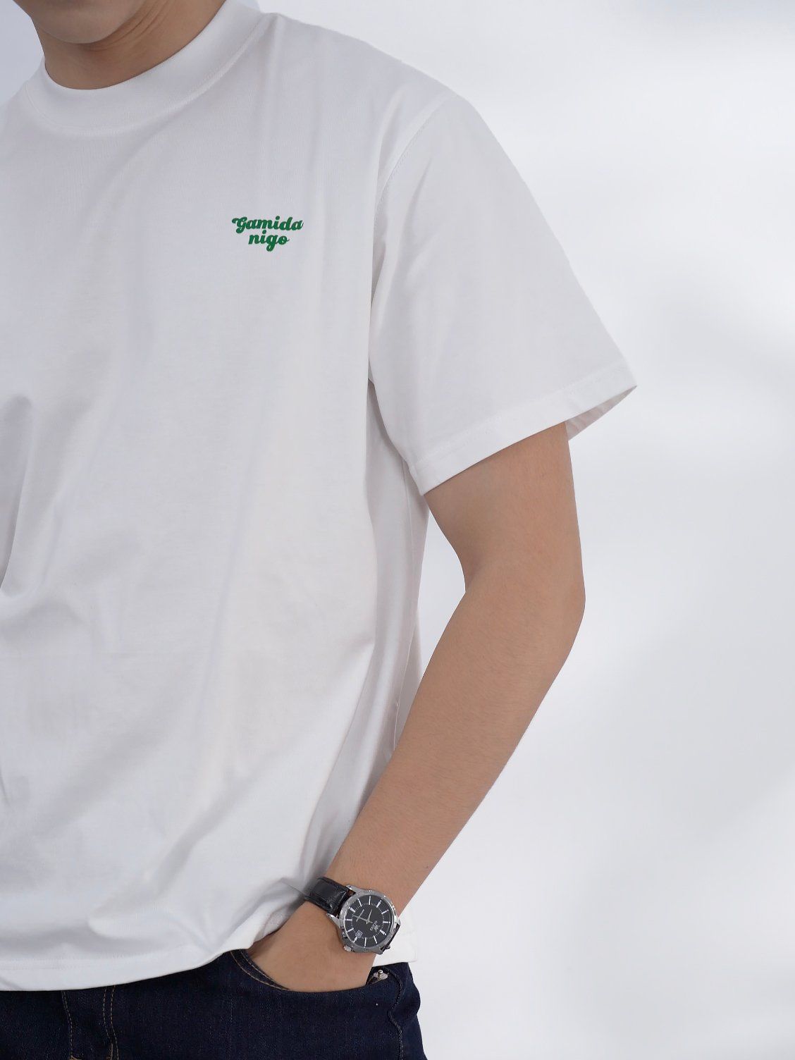  Áo tay lỡ gamida nigo trắng 