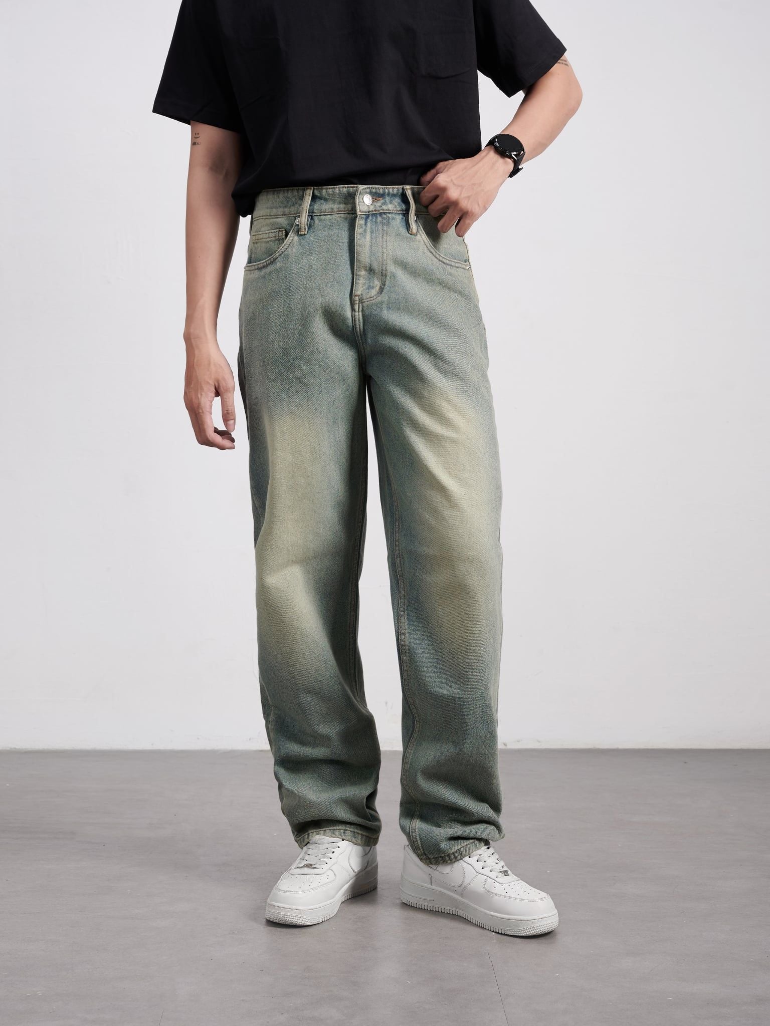  Quần jean straight moss 35 