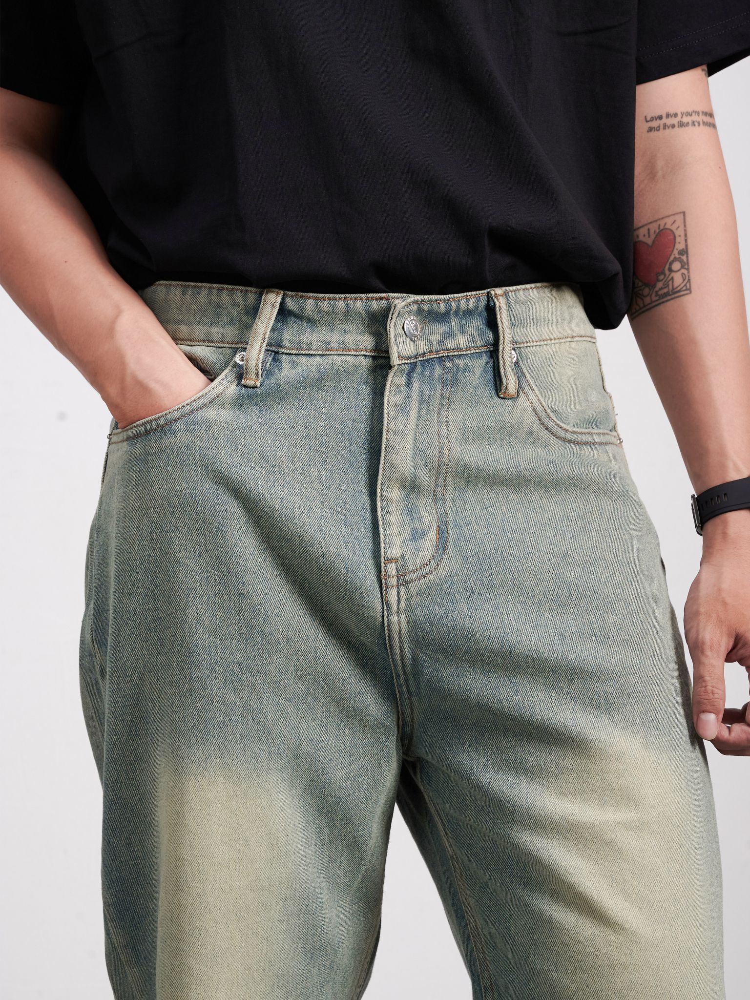  Quần jean straight moss 35 